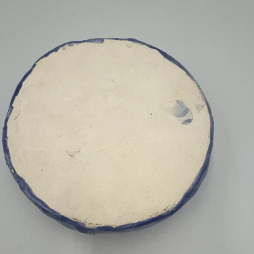 Blue Ceramic Trinket dish with Peace Symbol Theme, Round Collectible One-Piece